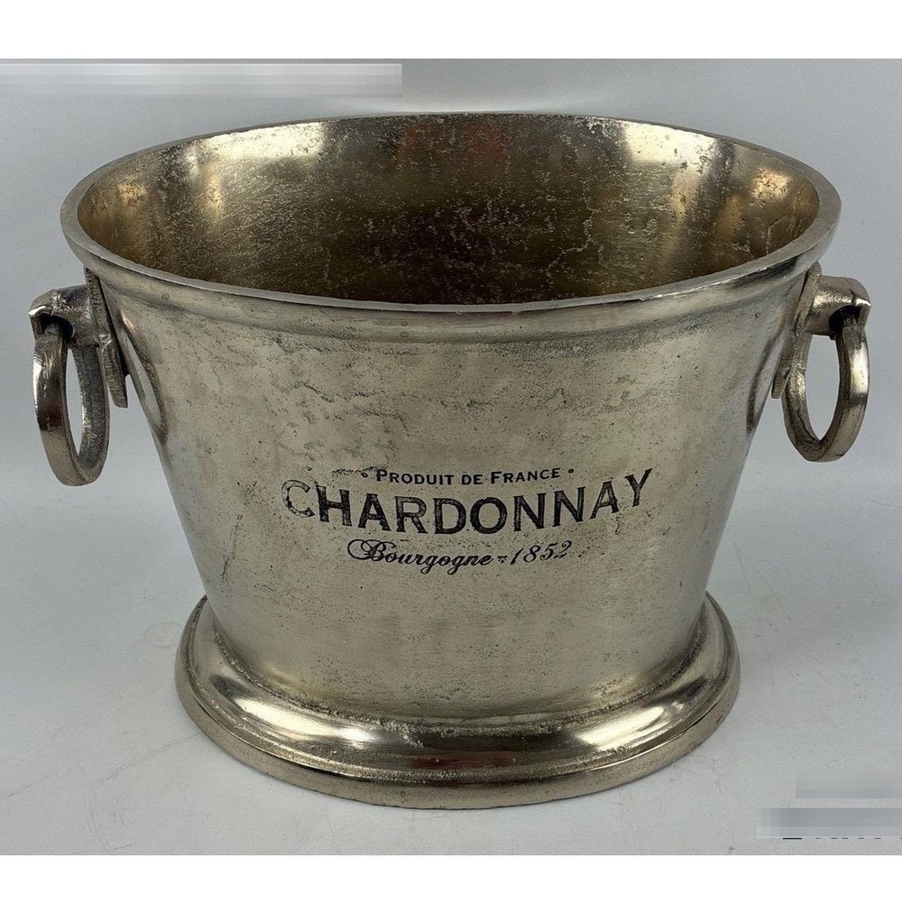 Palm Restaurant Chardonnay Bourgogne 1852 Wine Ice Bucket Silver Tone Cooler